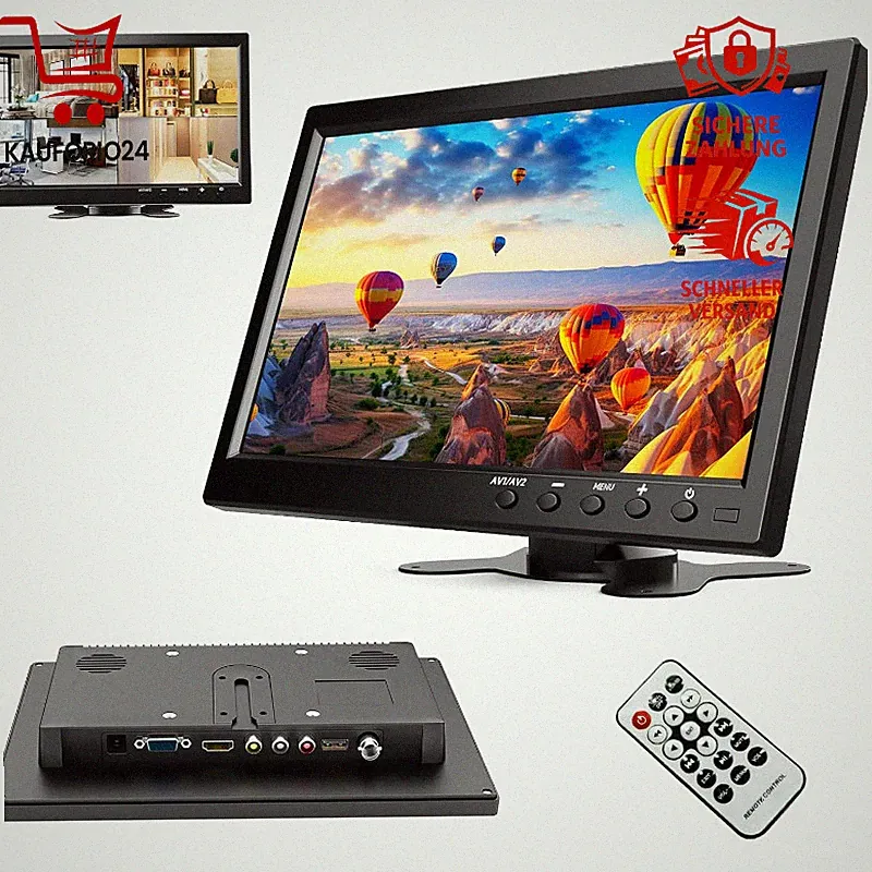 Tragbarer Monitor 10,1 Zoll 1080P LCD HDMI VGA USB BNC für Gaming PC TV Auto