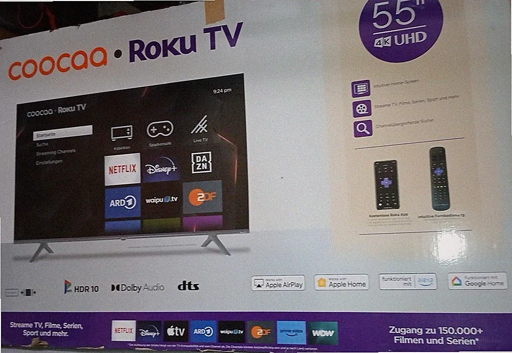 TV 55 Zoll LED Coocaa Roku 4K UHD (2160p) HDR10 NEU Mai 26, event.Lieferung