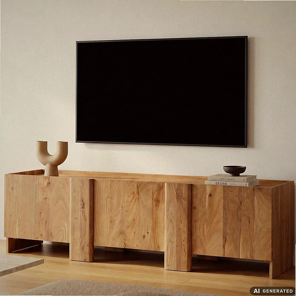 TV Board Kommode Lowboard Fernsehschrank Massivholz 165cm Fernsehtisch mit Türen