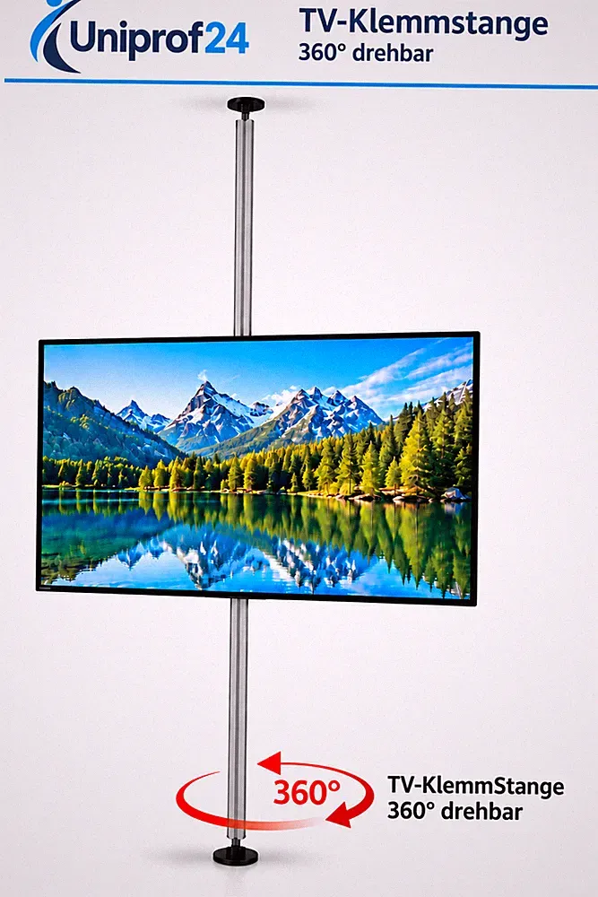 TV Boden Decken Stange, TV Klemmstange ohne bohren, 360 grad drehbar, 32-70 Zoll