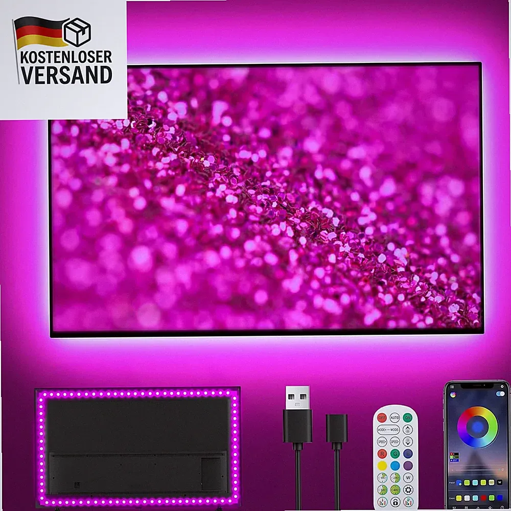 TV LED Band mit Musik-Sync Bluetooth App & Fernbedienung für Heimkino