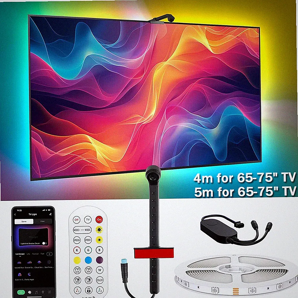 TV LED Hintergrundbeleuchtung mit Kamera für 55-75Zoll Fernseher & PC Musik Sync