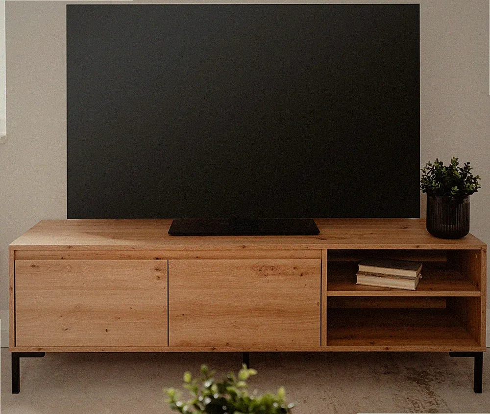 TV Lowboard Fernseher Unterschrank Eiche Artisan Board Flat-TV Stauraum Bastia