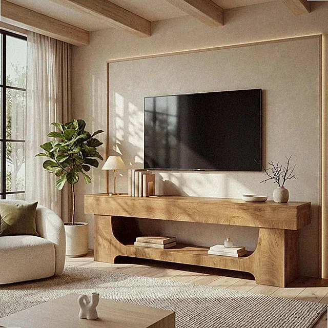 TV Lowboard für Fernseher bis 75 Zoll, 160 cm TV Schrank Landhausstil mit Ablage