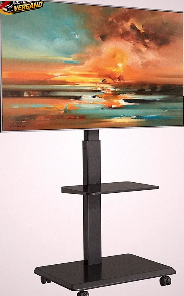 TV Rollstativ für 37-75 Zoll Fernseher, Höhenverstellbar, schwenkbar, Kabelmanag