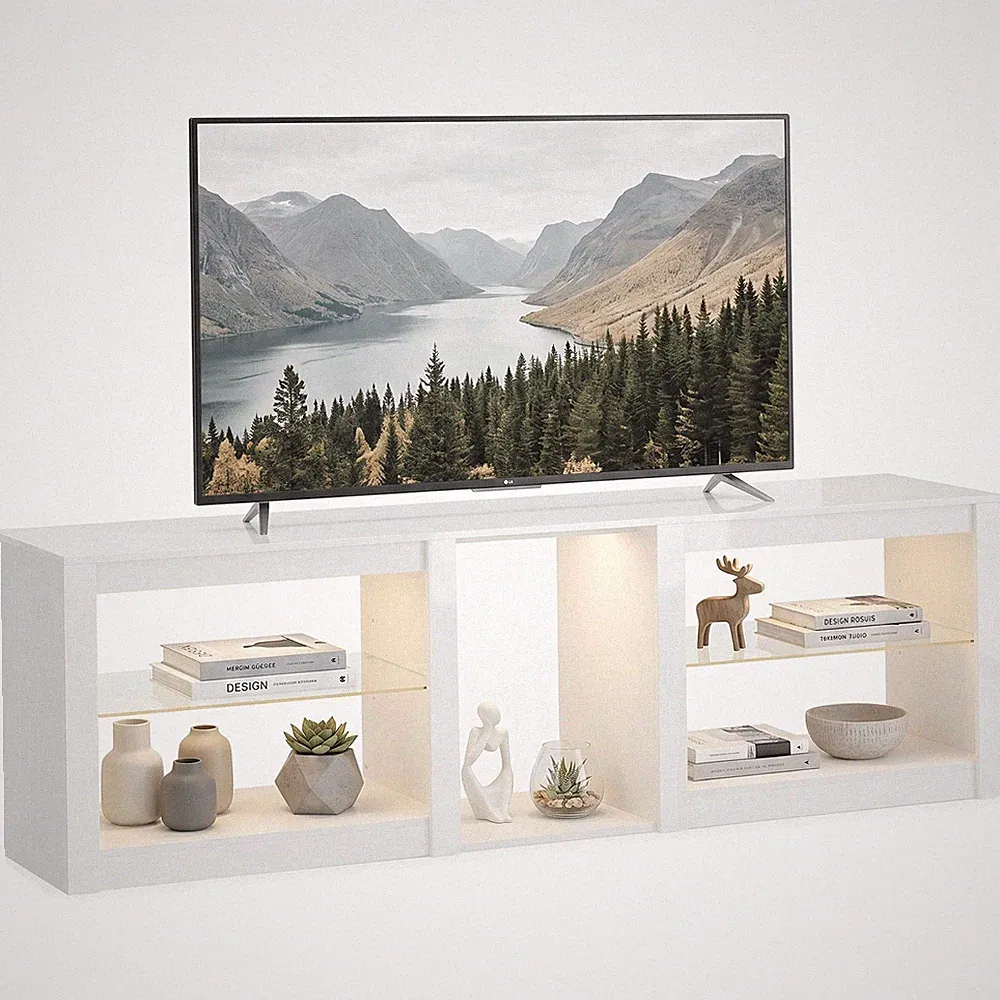 TV-Schrank TV Lowboard mit LED für Fernseher bis zu 75 Zoll 160 x 35 x 52 cm