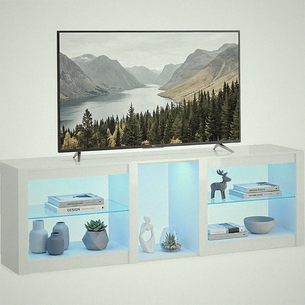 TV-Schrank TV Lowboard mit LED für Fernseher bis zu 75 Zoll 160 x 35 x 52 cm