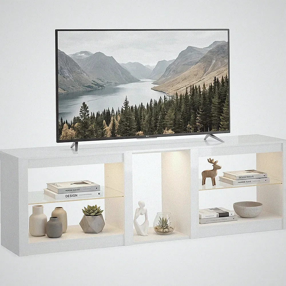 TV-Schrank TV Lowboard mit LED für Fernseher bis zu 75 Zoll 160 x 35 x 52 cm