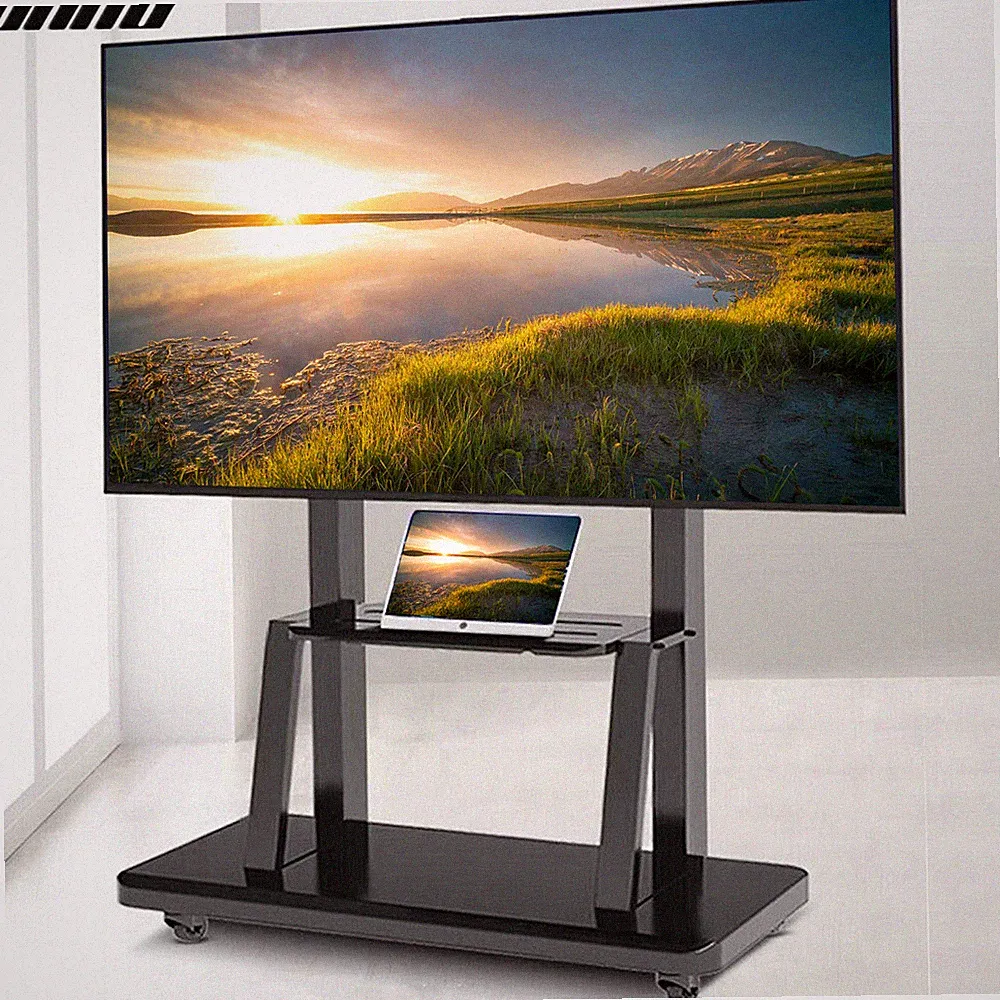TV Ständer 32-100 Zoll Standfuß Fernseher Ständer auf Rollen Höhenverstellbar DE