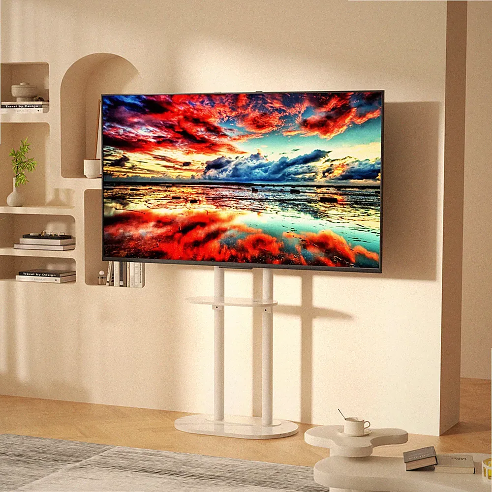 TV Ständer 40-75 Zoll Fernsehständer höhenverstellbar mit Marmor Ablage weiß DHL