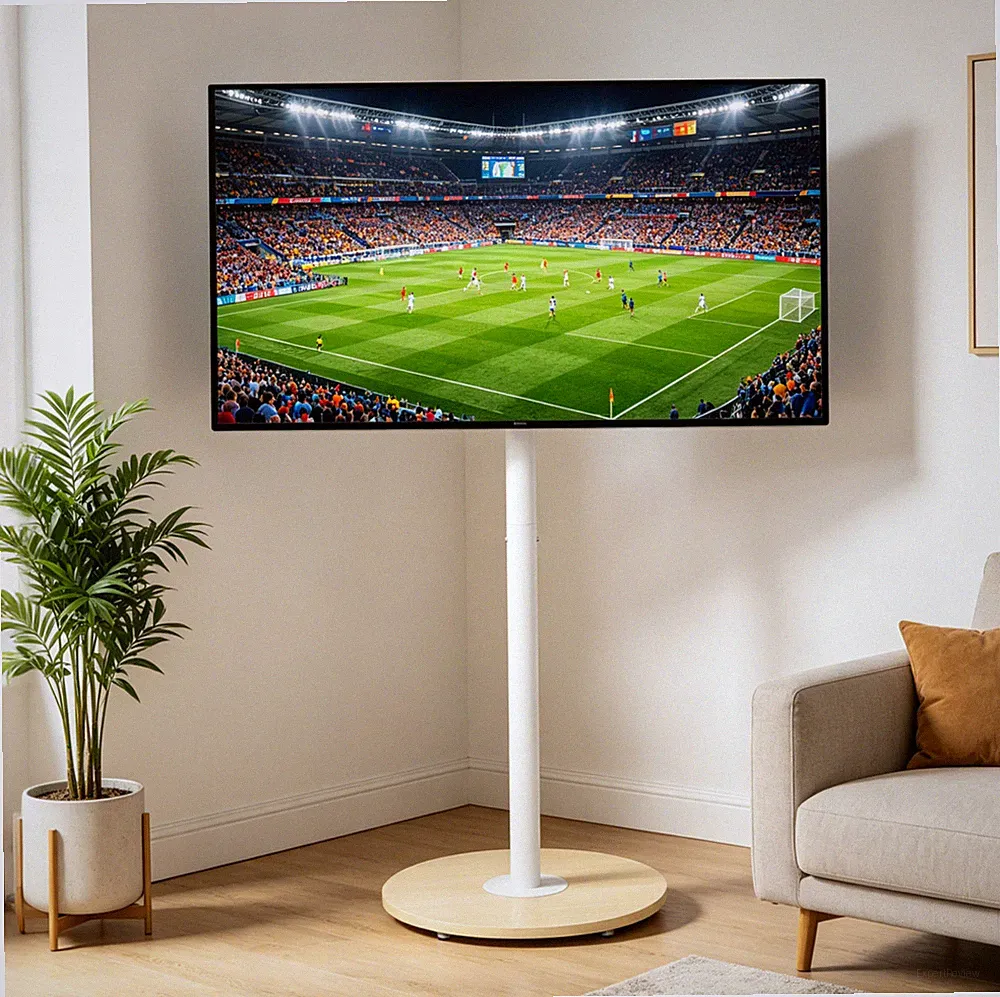 TV Ständer Holz 40–75" höhenverstellbar Standfuß mit Rollen Fernsehständer mobil