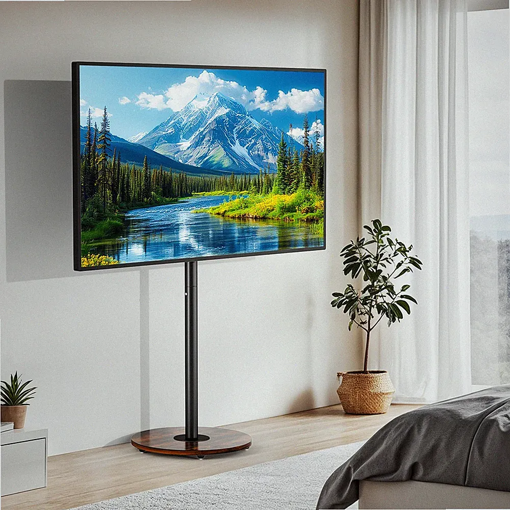 TV Ständer Standfuß Rollwagen Mobil Rollen Metall Schwarz 40-75 Zoll Fernseher