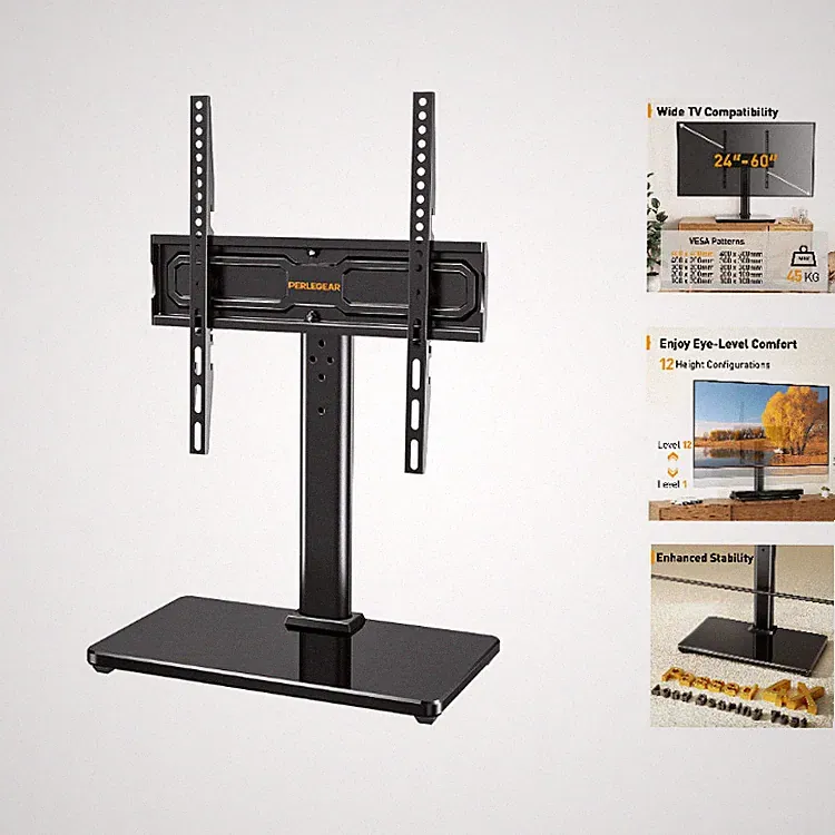 TV Standfuß Schwenkbar für 24-60 Zoll Fernseher bis zu 45 kg, Höhenverstellbar