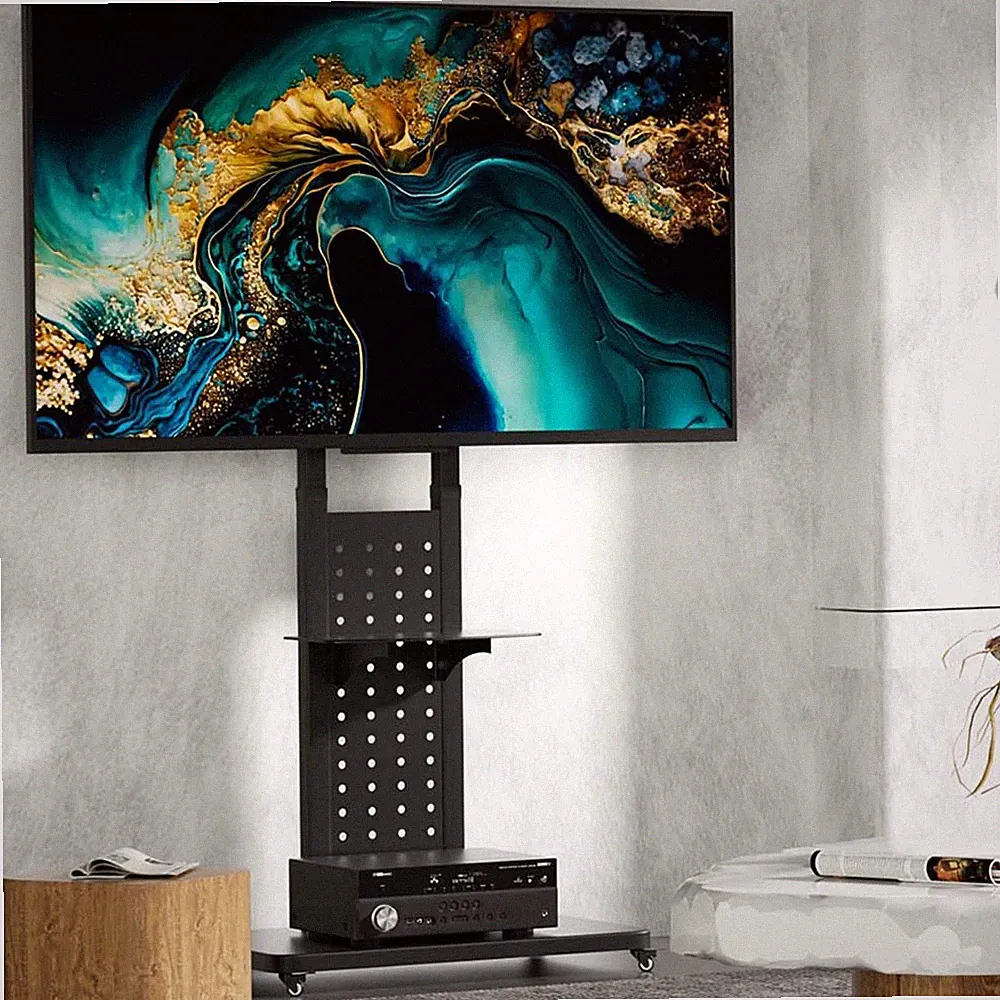 TV Standfuß Ständer mit Rollen für 32-65" Fernsehhalterung 90° Quer-/Hochformat