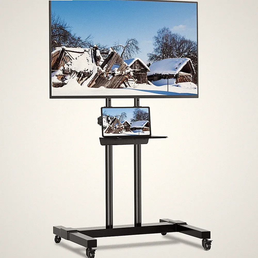 TV Wagen Ständer mit Rollen Standfuß höhenverstellbar neigbar 32-70 Zoll schwarz