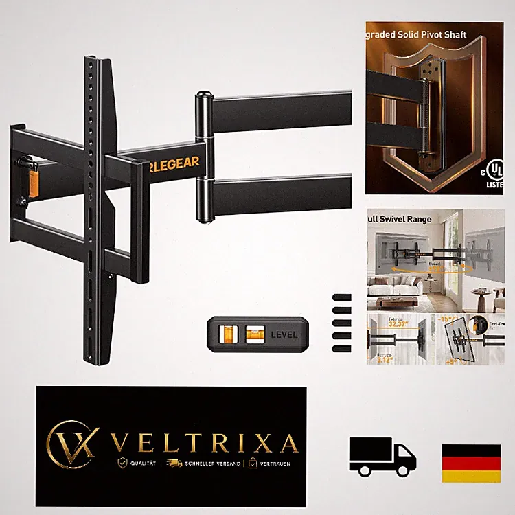 TV Wandhalterung Eckmontage 37-75 Zoll bis 45 kg, schwenkbar 822 mm, flexibel