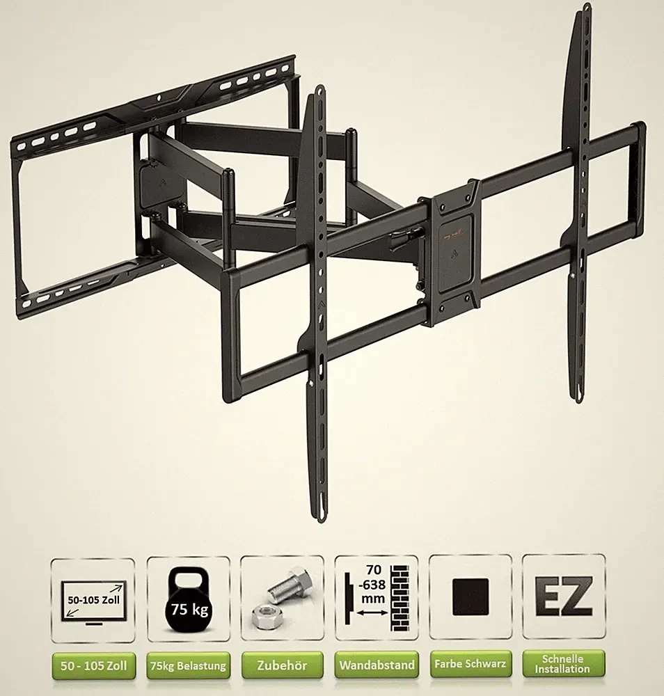 TV Wandhalterung für JVC Fernseher | 50-105 Zoll | Halterung schwenkbar neigbar