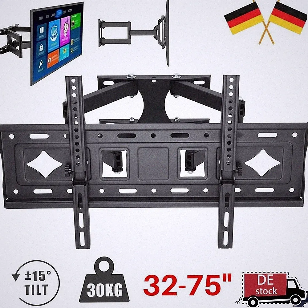 TV Wandhalterung Wandhalter LCD LED Plasma Fernseher 32- 75 Zoll Flach bis 30 KG