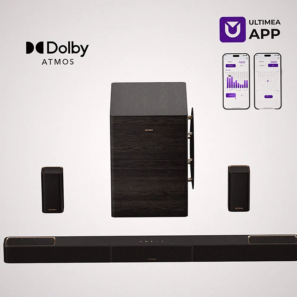 ULTIMEA 7.1.4ch Kabelloses Surround Sound System für TV mit Dolby Atmos Soundbar