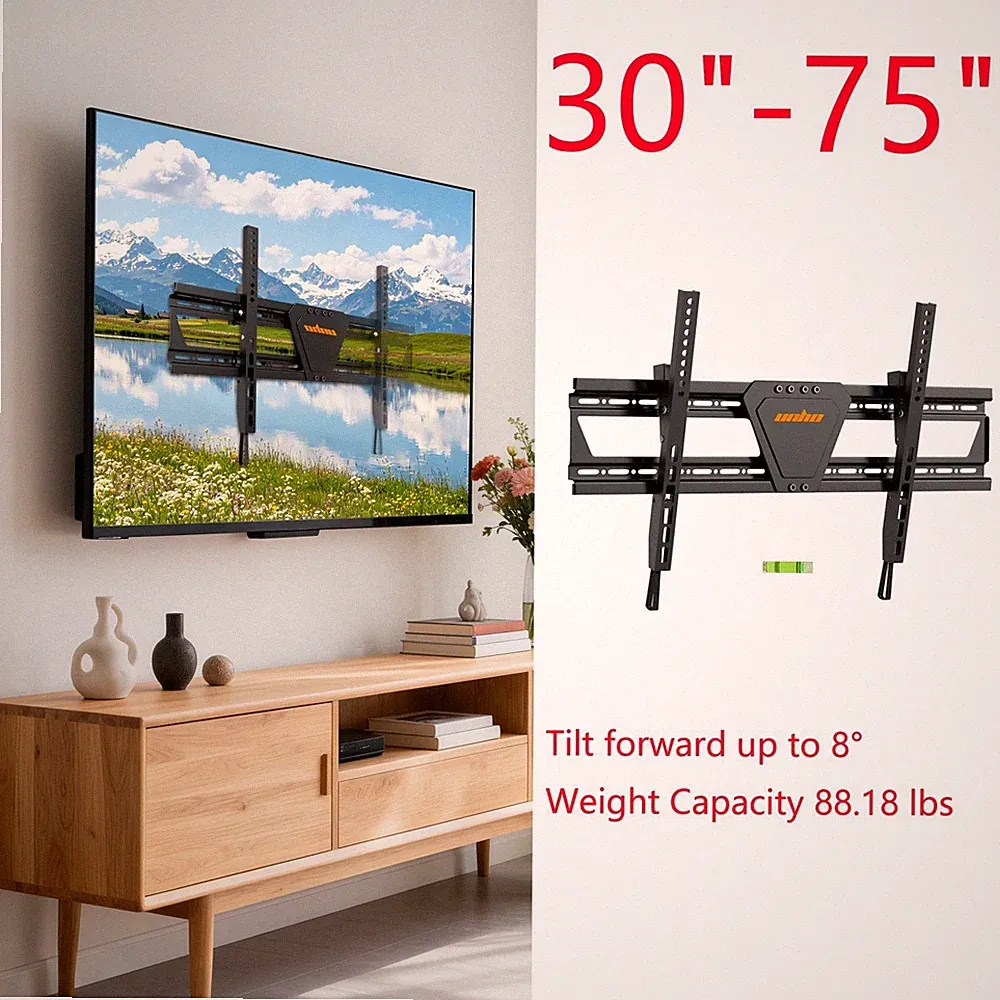 Ultraflach TV-Wandhalterung neigbar 30-75 Zoll VESA 600x400 40kg Stahl