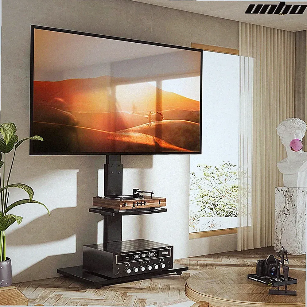 UNHO TV Ständer Rollbar TV Standfuß Höhenverstellbar mit Rollen 32-70 Zoll VESA