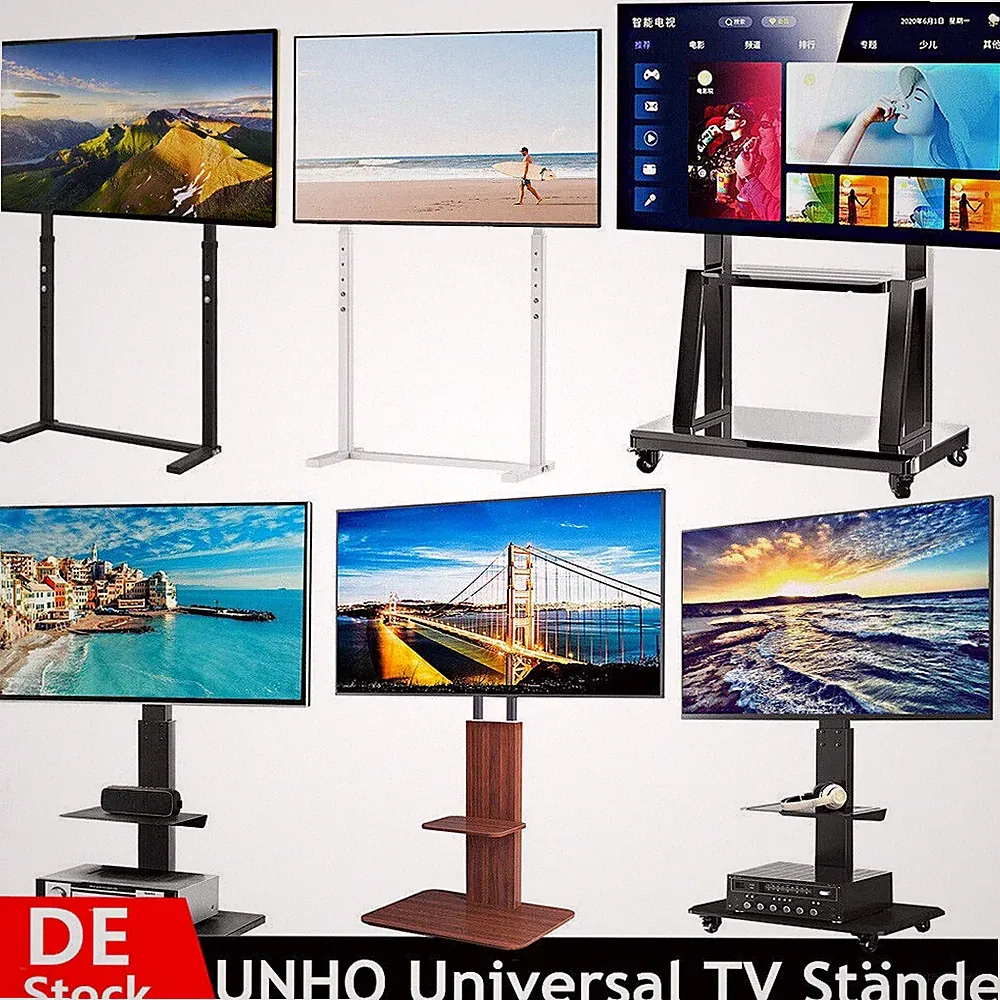 UNHO TV Ständer Standfuß Rollbar Fernsehständer Höhenverstellbar 75 85 100 Zoll