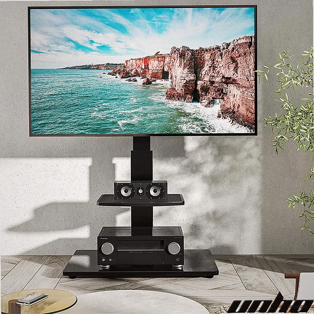 UNHO TV Wagen TV Standfuß rollbar Fernsehständer TV Rollwagen 55 65 70 Zoll LCD