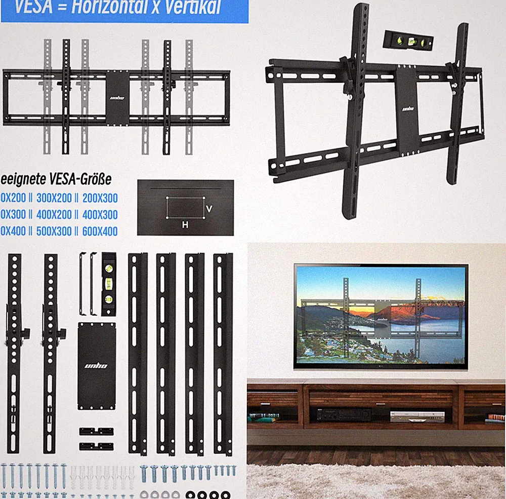 UNHO TV Wandhalterung Flach Fernseher Wandhalter 26-85 Zoll LED LCD Neigbar 15°