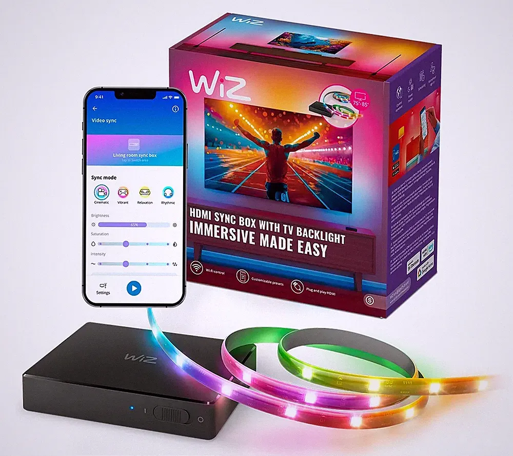 WiZ HDMI Sync Box TV-Beleuchtung 75-85 Zoll HDMI 2.0 integriertes Mikrofon NEU