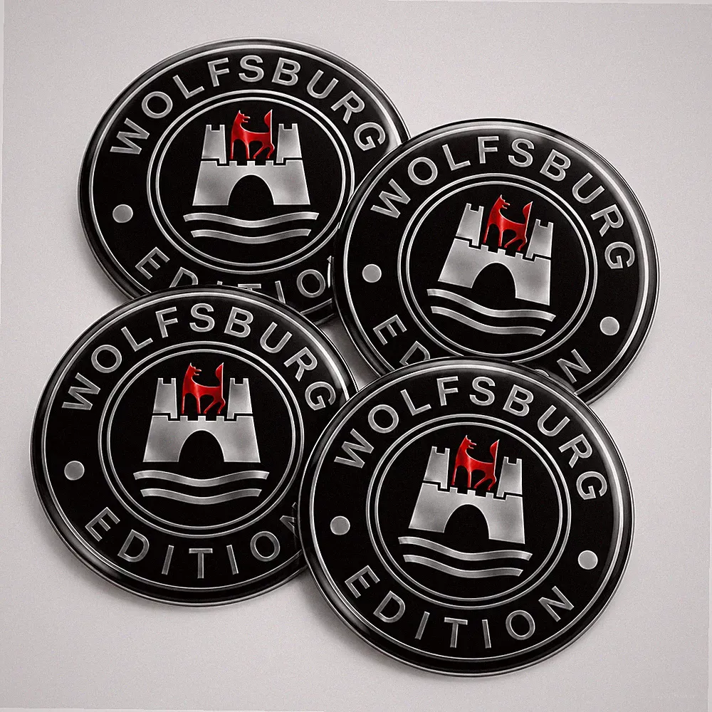 Wolfsburg Edition 4x 3D Felgenaufkleber für Nabenkappen selbstklebende Embleme