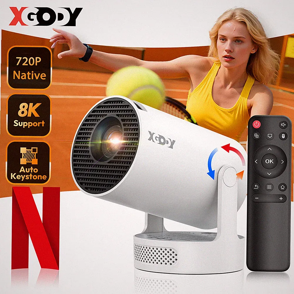 XGODY supports 8K projector decoding, native 720P, home theater smart projector