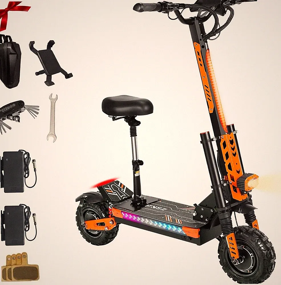 ZSNAKE Z37 E-Scooter 6000W 60V/30AH Klappbar 11'' Elektroroller Offroad 75km/h