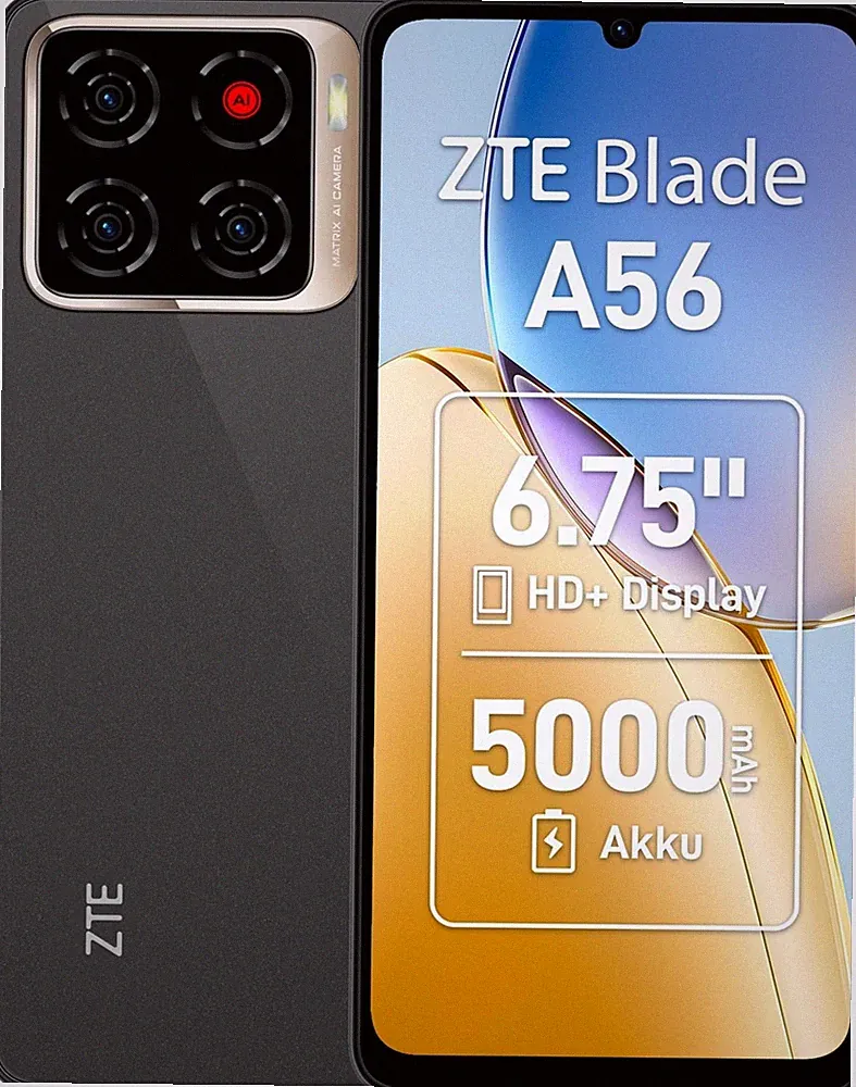 ZTE Blade A56 Smartphone, 6,75 Zoll, 64GB, 4GB RAM, Celestial Black