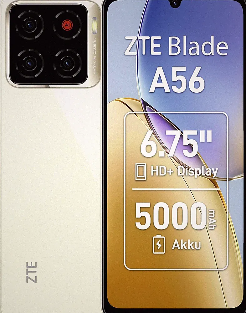 ZTE Smartphone Blade A56 Floating Gold 6,75 Zoll 64GB Android Dual SIM